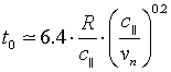 t0=6.4*(R/cII)*(cII/vn)^0.2